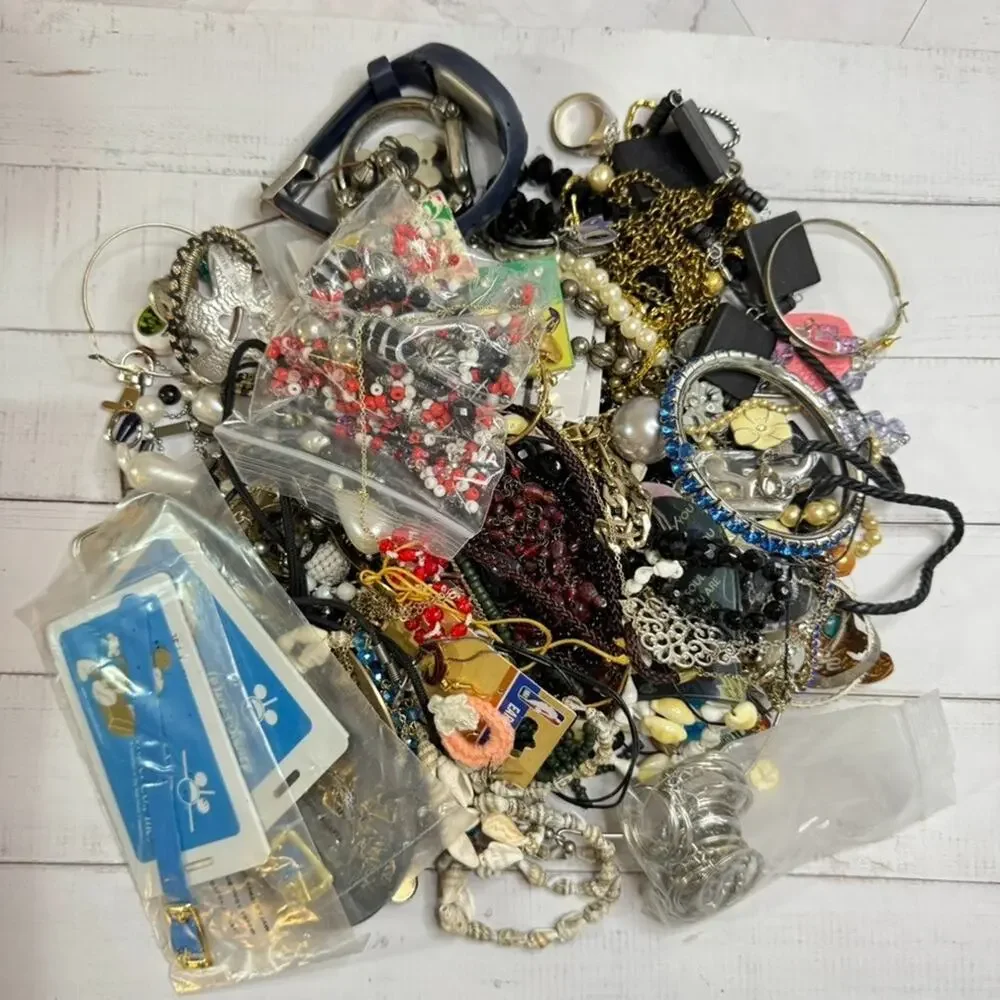 3.75lb CRAFT Jewelry Lot Mixed Vintage Modern Costume Harvesting Rework Crafters